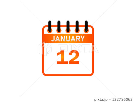 January 12, Calendar icon and Time planner Daily Calendar reminder 122756062