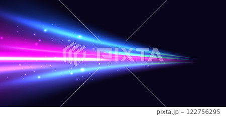 Futuristic glow flare and sparkle. Blue and pink blur ray effect. Hi-speed motion moving concept. 122756295