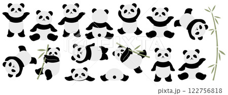 かわいいパンダさんのイラスト15種セット 122756818