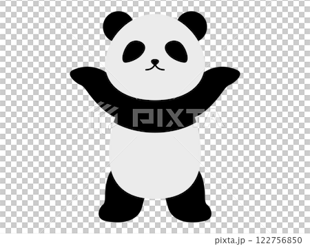 一隻雙手舉起的可愛熊貓的插圖 一隻雙手舉起的可愛熊貓的插圖 122756850