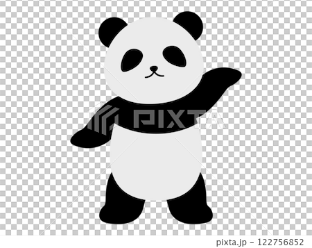 左手を上げているかわいいパンダさんのイラスト 122756852