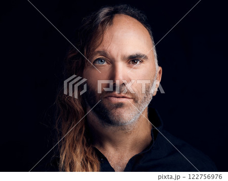 Portrait of diversity of men faces together showing age, face and hair differences. Closeup of a mature father with his young son on one body to show biological, dna and genetic difference of family Portrait of diversity of men faces together showing age, face and hair differences. Closeup of a mature father with his young son on one body to show biological, dna and genetic difference of family 122756976