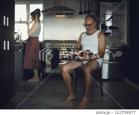 Marriage, problem and mental health issue with bored old couple in toxic, dark or sad family home kitchen together. Divorce, alcoholic and depression married relationship with broken household Marriage, problem and mental health issue with bored old couple in toxic, dark or sad family home kitchen together. Divorce, alcoholic and depression married relationship with broken household 122756977