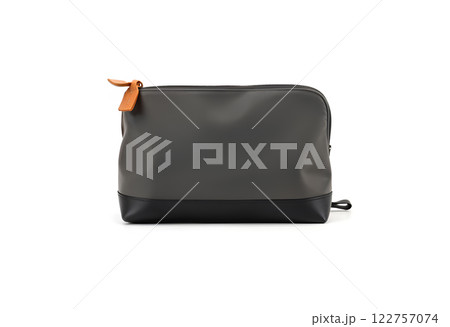 Blank black canvas cosmetic bag mockup, front view. V-2 Blank black canvas cosmetic bag mockup, front view. V-2 122757074