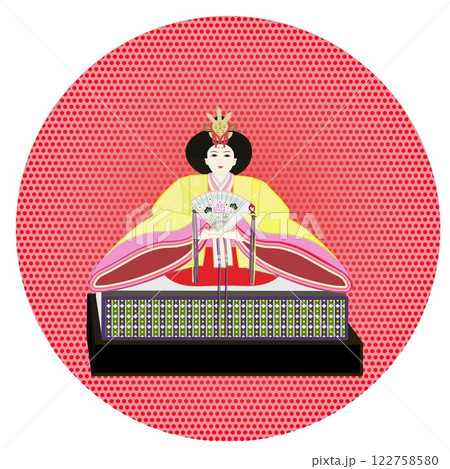 円形背景付き女雛のイラスト 円形背景付き女雛のイラスト 122758580