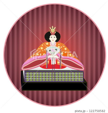 円形背景付き女雛のイラスト 122758582