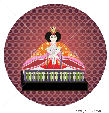 円形背景付き女雛のイラスト 円形背景付き女雛のイラスト 122758586