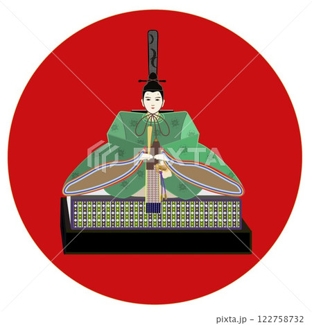 円形背景付き男雛のイラスト 122758732