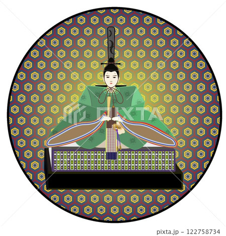 円形背景付き男雛のイラスト 円形背景付き男雛のイラスト 122758734
