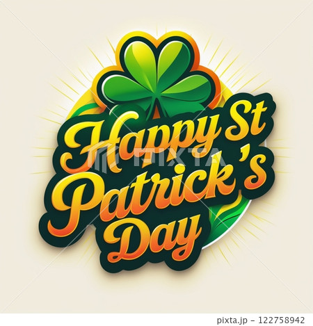 Happy St. Patrick's Day design with shamrock and Celtic ornament.  122758942