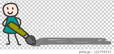 A line illustration of a cute character drawing horizontal lines to make them stand out 122759153