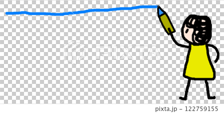 A line illustration of a cute character drawing horizontal lines to make them stand out A line illustration of a cute character drawing horizontal lines to make them stand out 122759155