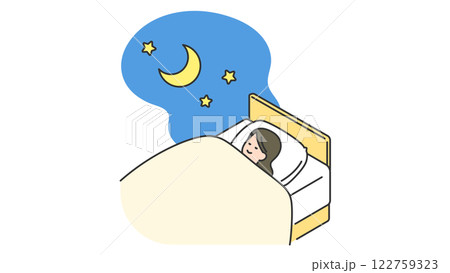 睡眠：ベッドで眠る女性 122759323