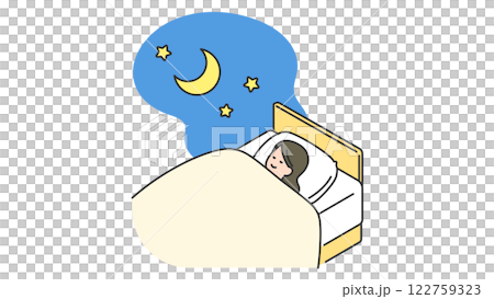 睡眠：ベッドで眠る女性 122759323