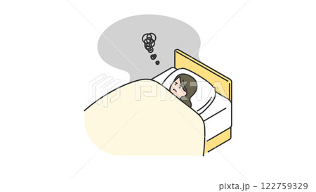 睡眠：なかなか眠れない女性 122759329