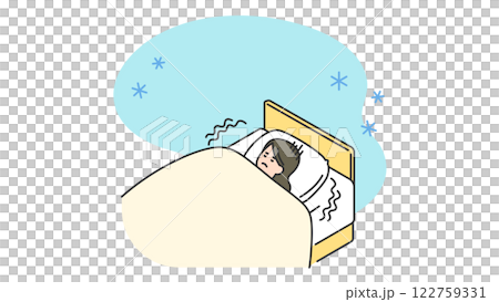 Sleep: A woman has trouble sleeping due to cold 122759331