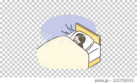 睡眠：歯ぎしりやいびきをかく女性 122759333