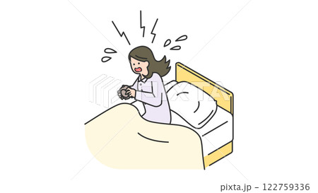 睡眠：朝寝坊をした女性 122759336