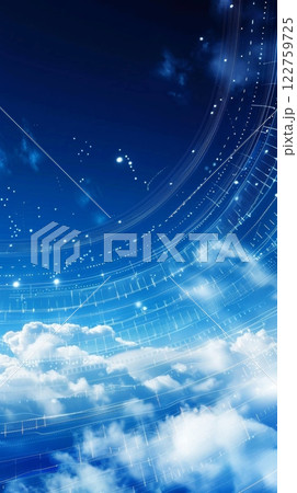 Digital Waves in a Deep Blue Sky An Abstract Futuristic Background Representing Modern Concepts and Ideas 122759725