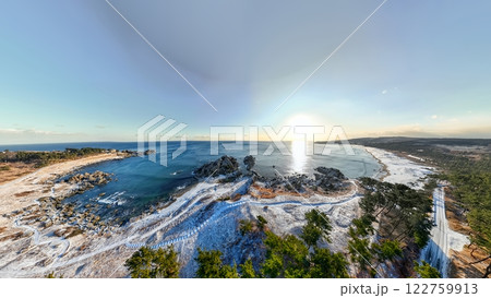 空撮「青森県」ドローンで中須賀・種差海岸の360度撮影 空撮「青森県」ドローンで中須賀・種差海岸の360度撮影 122759913
