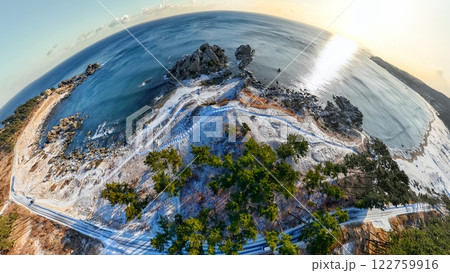 空撮「青森県」ドローンで中須賀・種差海岸の360度撮影 空撮「青森県」ドローンで中須賀・種差海岸の360度撮影 122759916
