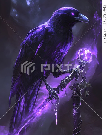 A_magical_raven_with_glowing_purple_feathers	 A_magical_raven_with_glowing_purple_feathers	 122759943