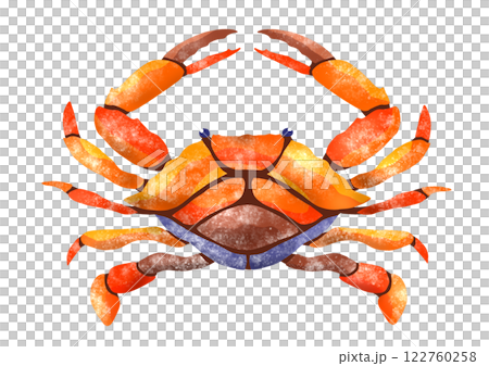 ワタリガニの綺麗なタイル画切り絵イラスト 122760258