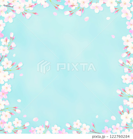 満開の桜と青空の背景イラスト 122760284