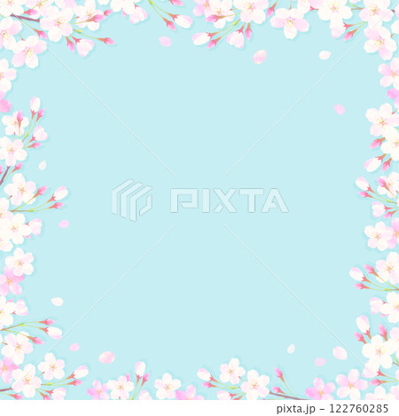 満開の桜と青空の背景イラスト 満開の桜と青空の背景イラスト 122760285