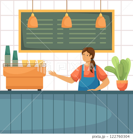 Vector image of a bar with a coffee machine, 122760304