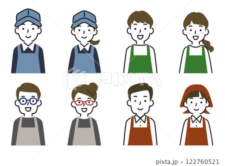 エプロン姿の男女　笑顔 122760521