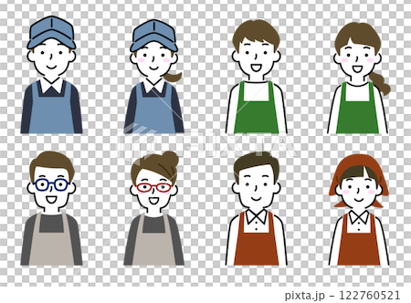 エプロン姿の男女　笑顔 122760521