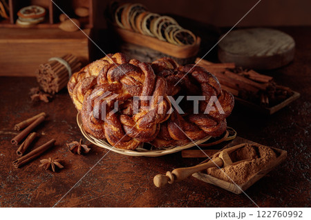 Traditional Scandinavian soft pretzels with cinnamon and sugar. Traditional Scandinavian soft pretzels with cinnamon and sugar. 122760992