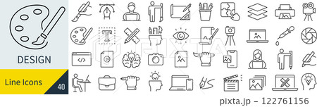 デザインに関する線画アイコンセット デザインに関する線画アイコンセット 122761156