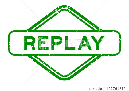 Grunge green replay word rubber seal stamp on white background 122761212