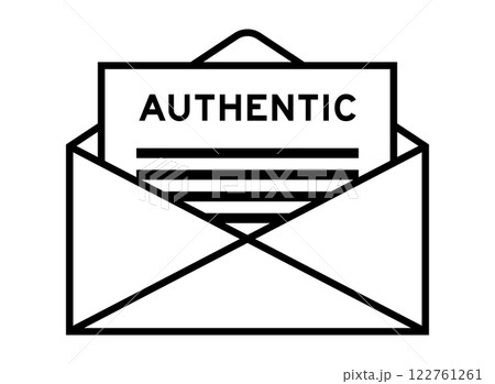 Envelope and letter sign with word authentic as the headline Envelope and letter sign with word authentic as the headline 122761261