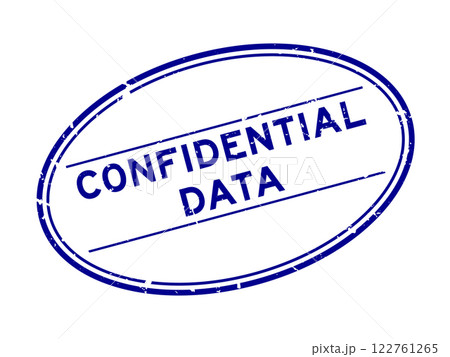 Grunge blue confidential data word oval rubber seal stamp on white background 122761265