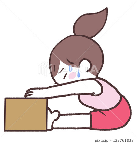 箱あり長座体前屈する体のかたい女性イラスト 箱あり長座体前屈する体のかたい女性イラスト 122761838