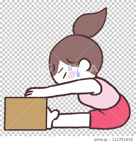 箱あり長座体前屈する体のかたい女性イラスト 箱あり長座体前屈する体のかたい女性イラスト 122761838