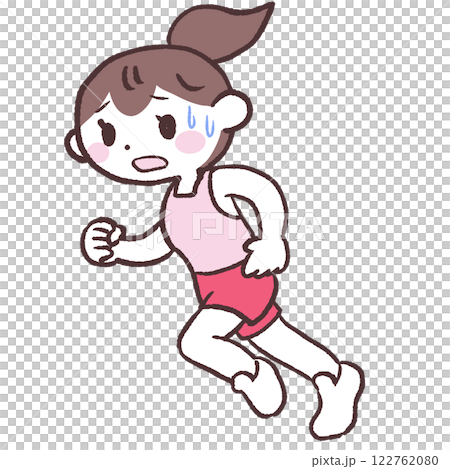 一位女士因跑步而精疲力盡的對角線插圖 122762080