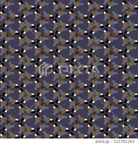 Abstract line shape geometric motif basic pattern continuous background. Oriental style tile modern lux fabric design textile swatch.  122762263