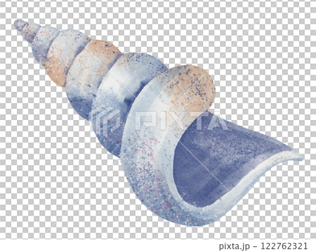 Watercolor illustration of spiral Seashell in soft pastel blue and orange tones. Drawing of Seashore for childish design in nautical style. Art of marine element om isolated background. Watercolor illustration of spiral Seashell in soft pastel blue and orange tones. Drawing of Seashore for childish design in nautical style. Art of marine element om isolated background. 122762321