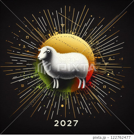 Abstract Geometric Sheep Illustration in...のイラスト素材 [122762477] - PIXTA