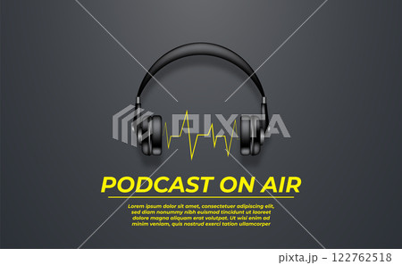 podcast banner with headphones on abstract background podcast banner with headphones on abstract background 122762518