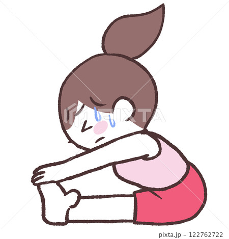 前屈する体がかたい女性イラスト 122762722