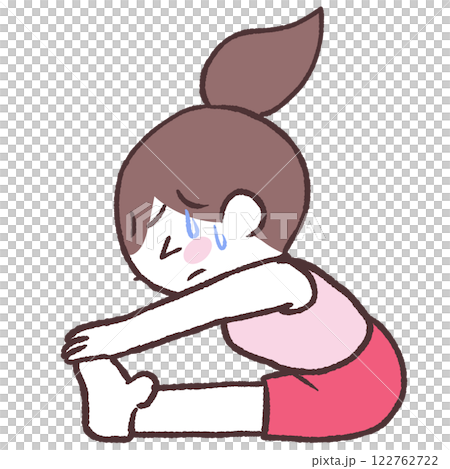 前屈する体がかたい女性イラスト 122762722