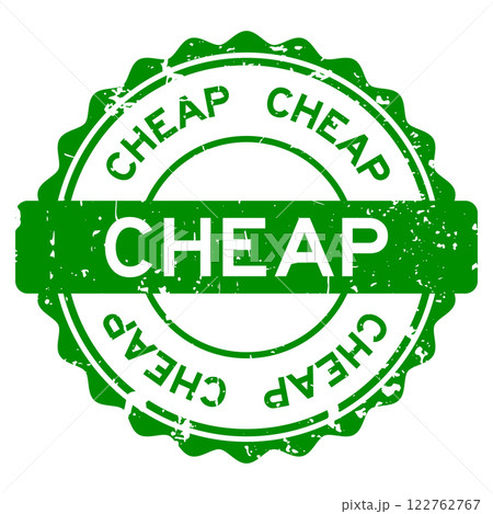 Grunge green cheap word round rubber seal stamp on white background 122762767