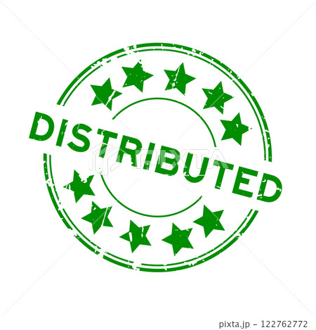 Grunge green distributed word round rubber seal stamp on white background Grunge green distributed word round rubber seal stamp on white background 122762772