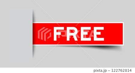 Red color square shape sticker label with word free inserted in gray background 122762814