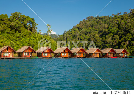 A beauty of Cheow Lan Dam or Rajjaprabha Dam Reservoir is in Khao Sok National Park in Surat Thani, Thailand 122763636